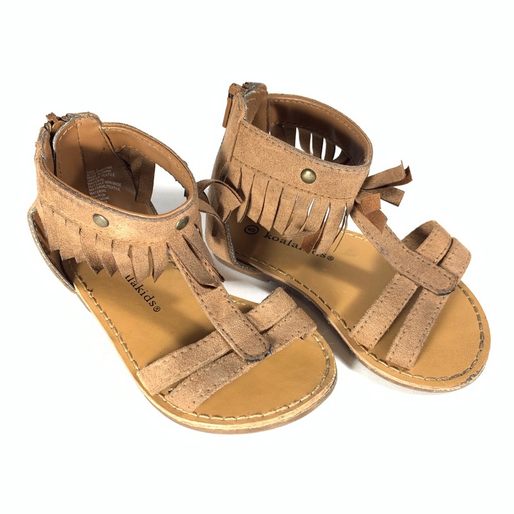 🟡3/$30 KOALA KIDS Tan Fringe Strappy Sandals s5